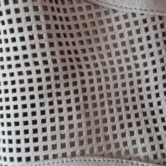 Franco Sarto Cork Platform Wedge Sling Back Sandal Taupe Size 10 Mesh Faux Suede - Picture 5 of 14